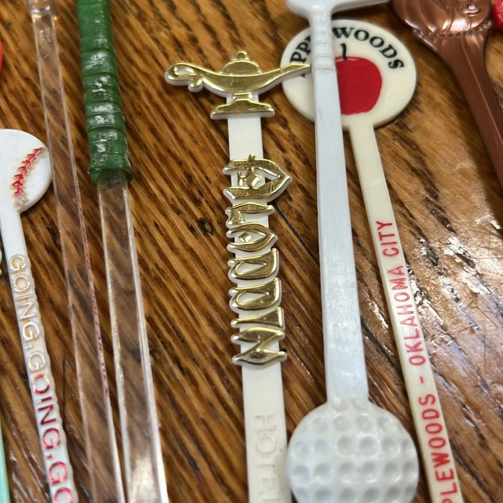 Vintage plastic and acrylic swizzle sticks.  Assorted hotels, casinos.  20 total